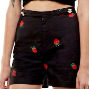 Whimsical black with strawberry shorts